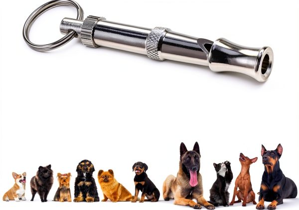 Dog Whistle Uxcell Adjustable Pitch Whistle with Keychain Silver Tone-4