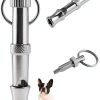 Dog Whistle Uxcell Adjustable Pitch Whistle with Keychain Silver Tone-1