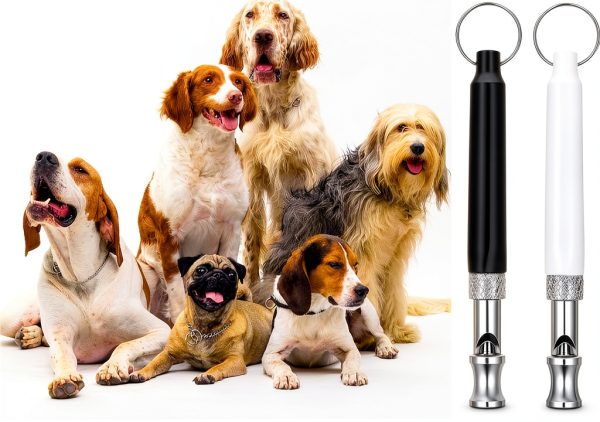 Dog Whistle 4 Pack Ultrasonic Silent Training by Skrfren Black-4