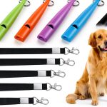 Weewooday 5 Pieces High Pitch Plastic Dog Whistles for Recall Training, Dog Training Whistle with Lanyards and Key Rings (Black, Orange, Blue, Purple, Green)-0