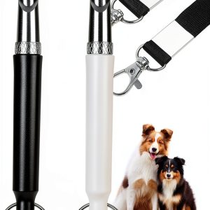 Dog Whistle to Stop Barking, 2 Pack Ultrasonic Silent Adjustable Training Whistle with Lanyard (Black+White)-0
