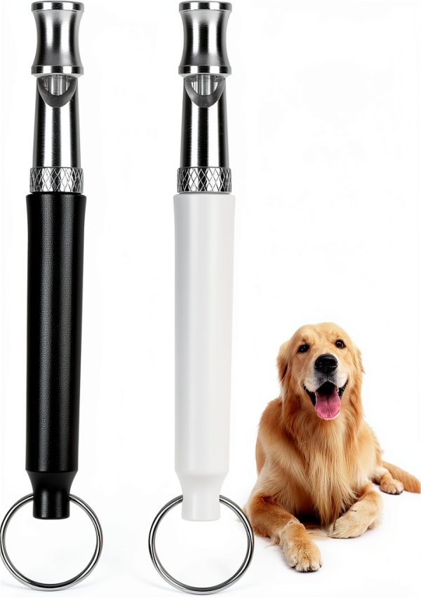 2 Pack Dog Whistle, Dog Whistle to Stop Barking Neighbors Dog, Adjustable Ultrasonic Silent Dog Whistle, Professional Recall Dog Training Whistles, with Lanyard (Black and White)-0
