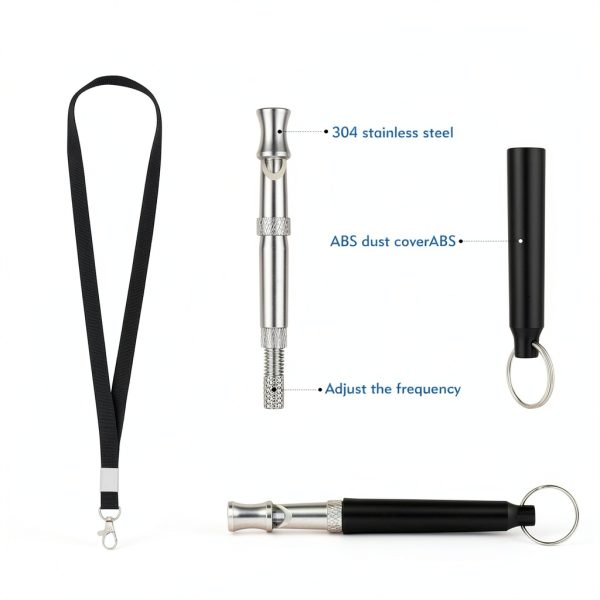 Dog Whistle to Stop Barking, 2 Pack Ultrasonic Silent Adjustable Training Whistle with Lanyard (Black+White)-1