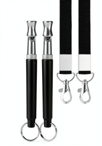 Dog Whistle NIKIMORE 2-Pack Silent Ultrasonic Lanyard Black/White-0