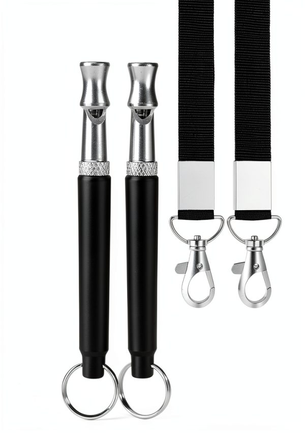 Dog Whistle NIKIMORE 2-Pack Silent Ultrasonic Lanyard Black/White-0